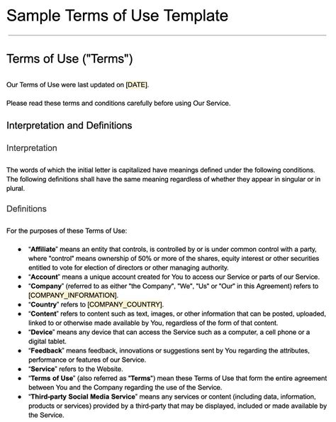 Terms of use 